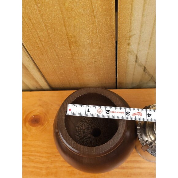 Vintage Primitive Oil Lamp with Wooden Base - Picture 4 of 9